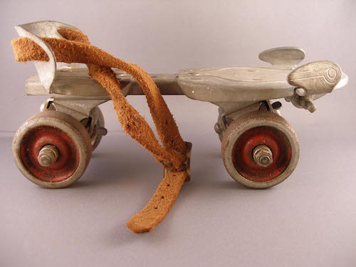 Photo of a vintage metal rollerskate